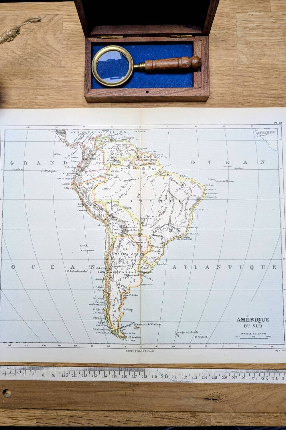 South America, vintage map, 1887, Authentic
