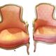 Pair of pink Louis XV style armchairs.