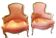 Pair of pink Louis XV style armchairs.