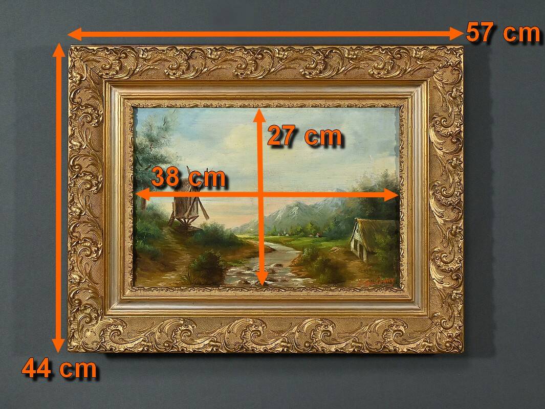 Huile sur Toile « Le Moulin » de N. Okolowicz – Début XXe