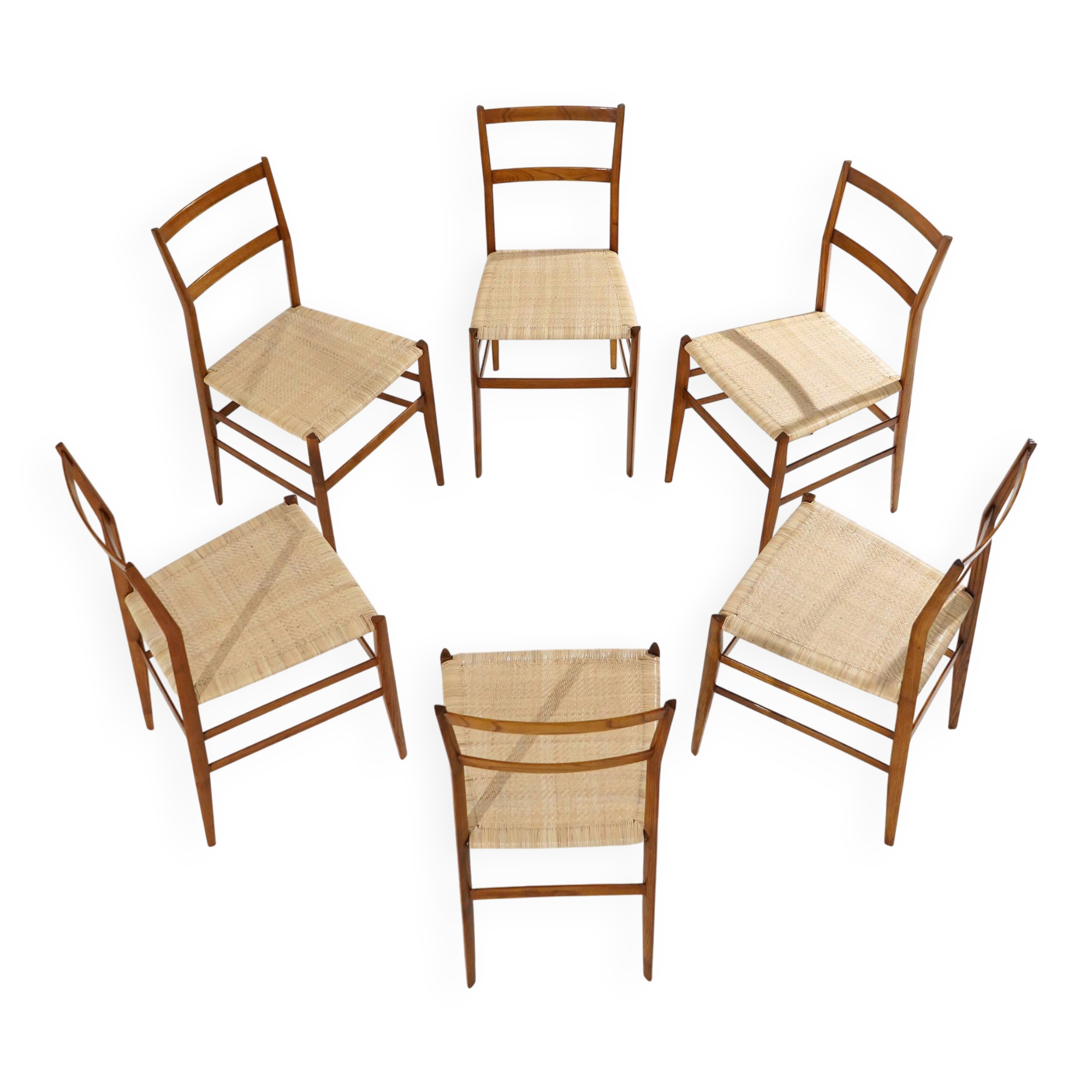 6 Superleggera dining chairs by Gio Ponti for Cassina, 1970’s