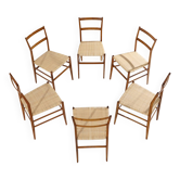 6 chaises de salle à manger Superleggera par Gio Ponti pour Cassina, années 1970.