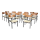 🪑 Set of 18 vintage wood and metal chairs – fabric seat