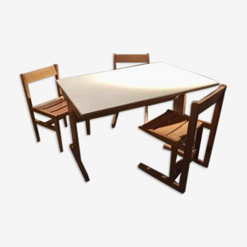 Table and 3 chairs Andre Sornay circa 60