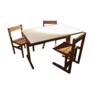 Table and 3 chairs Andre Sornay circa 60