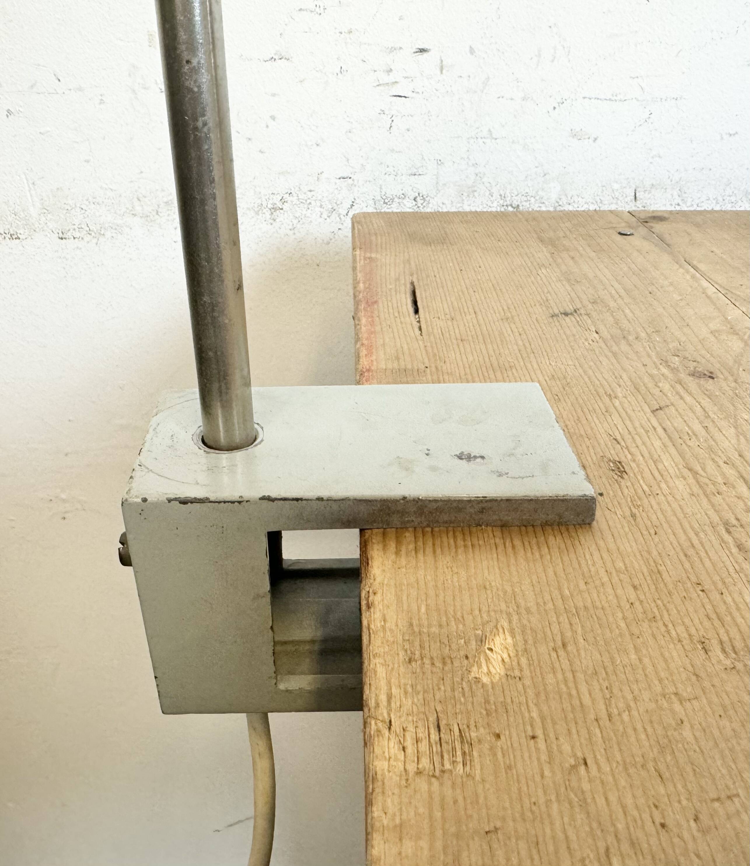 Grey Industrial Factory Office Desk Lamp from Elektrosvit, 1970s