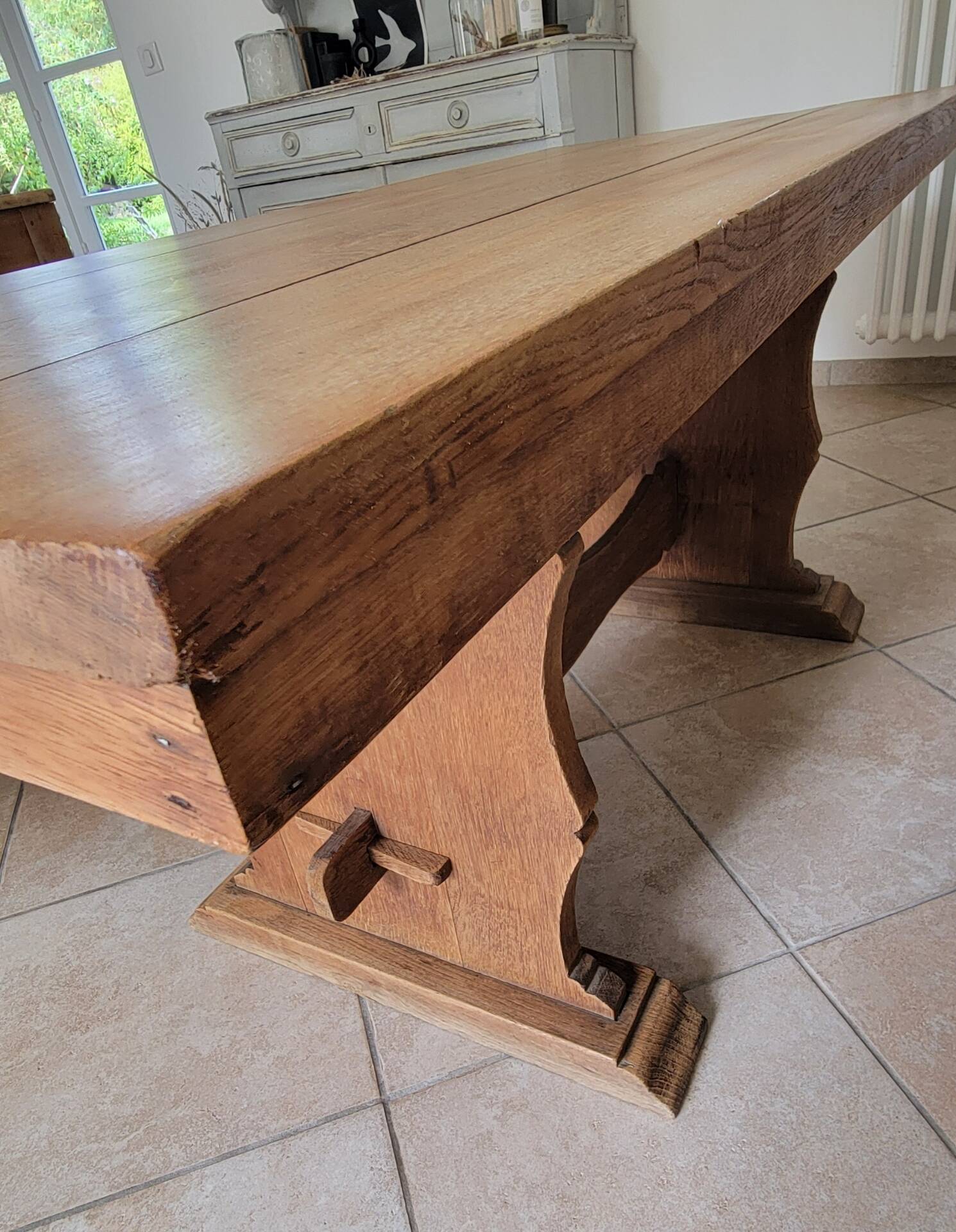 Monastery dining table, farmhouse, solid oak, antique vintage.