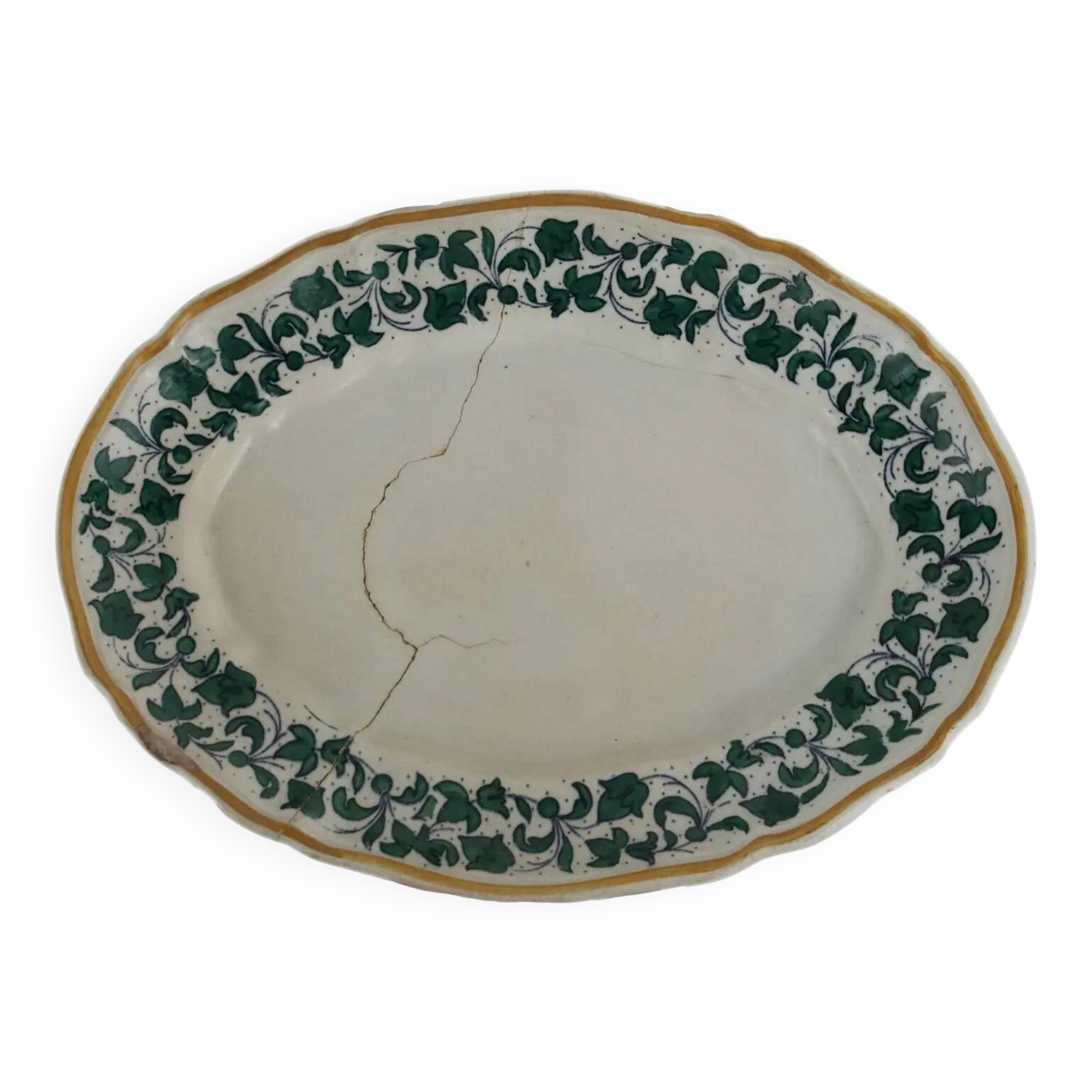 Antique oval ceramic plate by Richard, decorations, Italy, 19th century.
