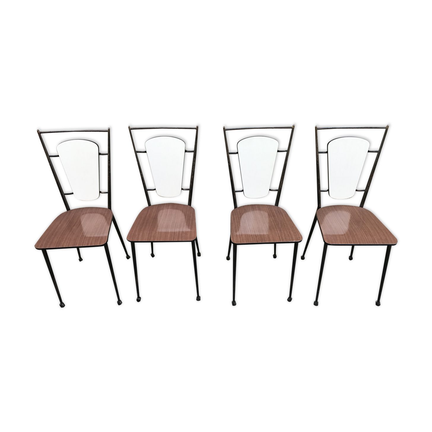 Set of 4 chairs in metal and formica "ideal kitchen" 1950/1960