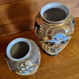 Set of 2 Japanese Satsuma ceramic vases