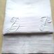 Old white cotton sheet with DP monogram and return days 2 x 3 m