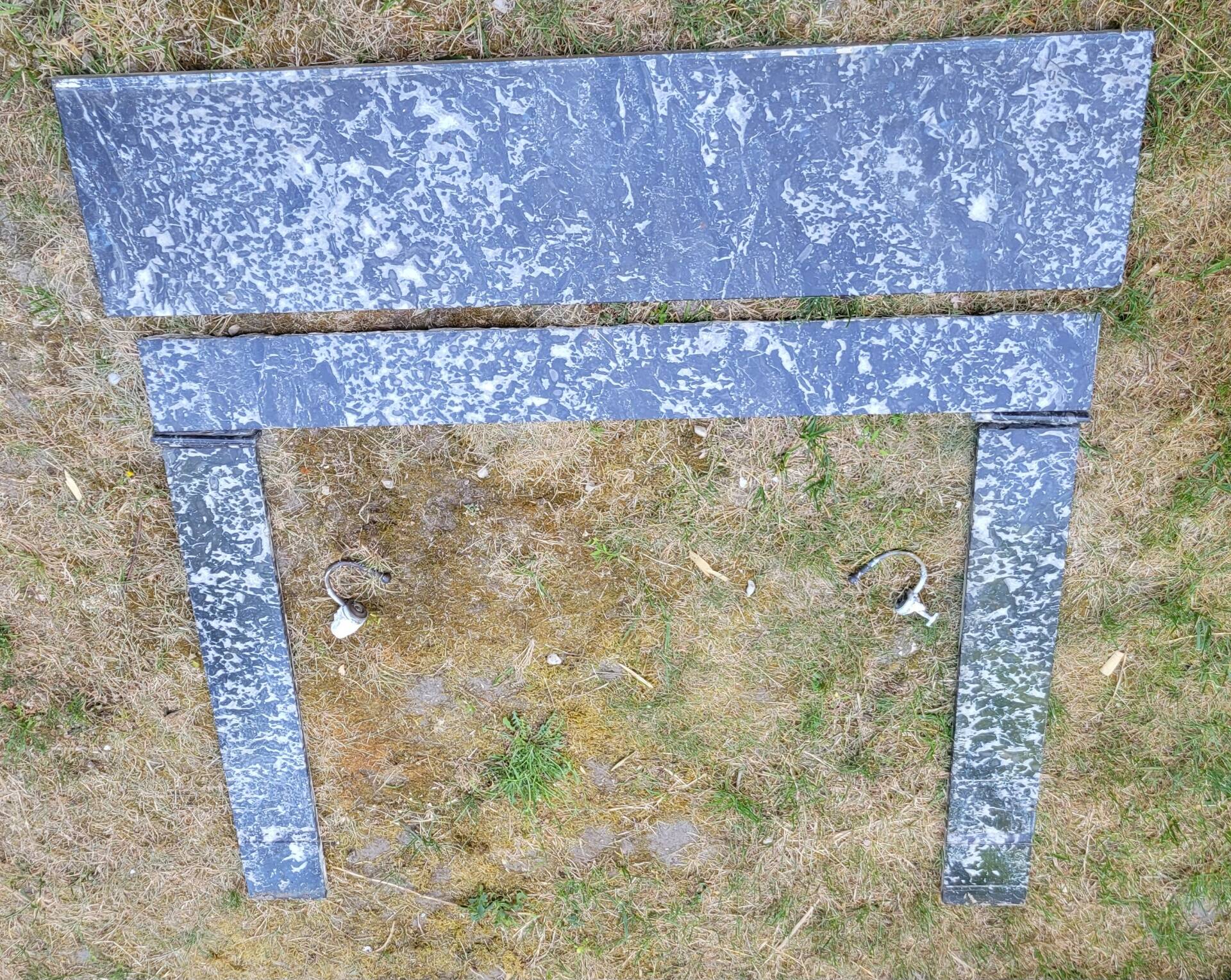Grey marble fireplace
