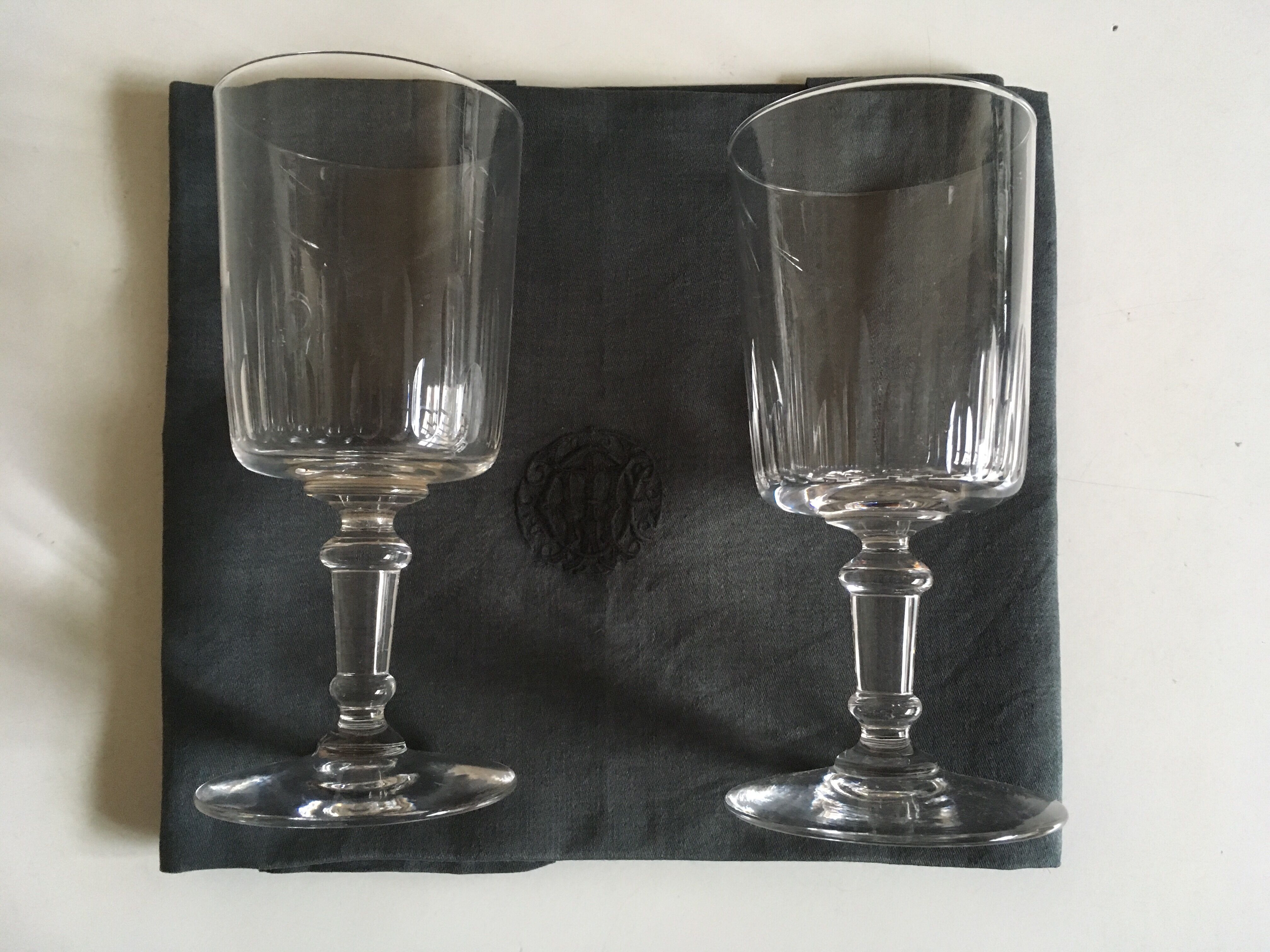 series of 5 early 20th crystal water glasses