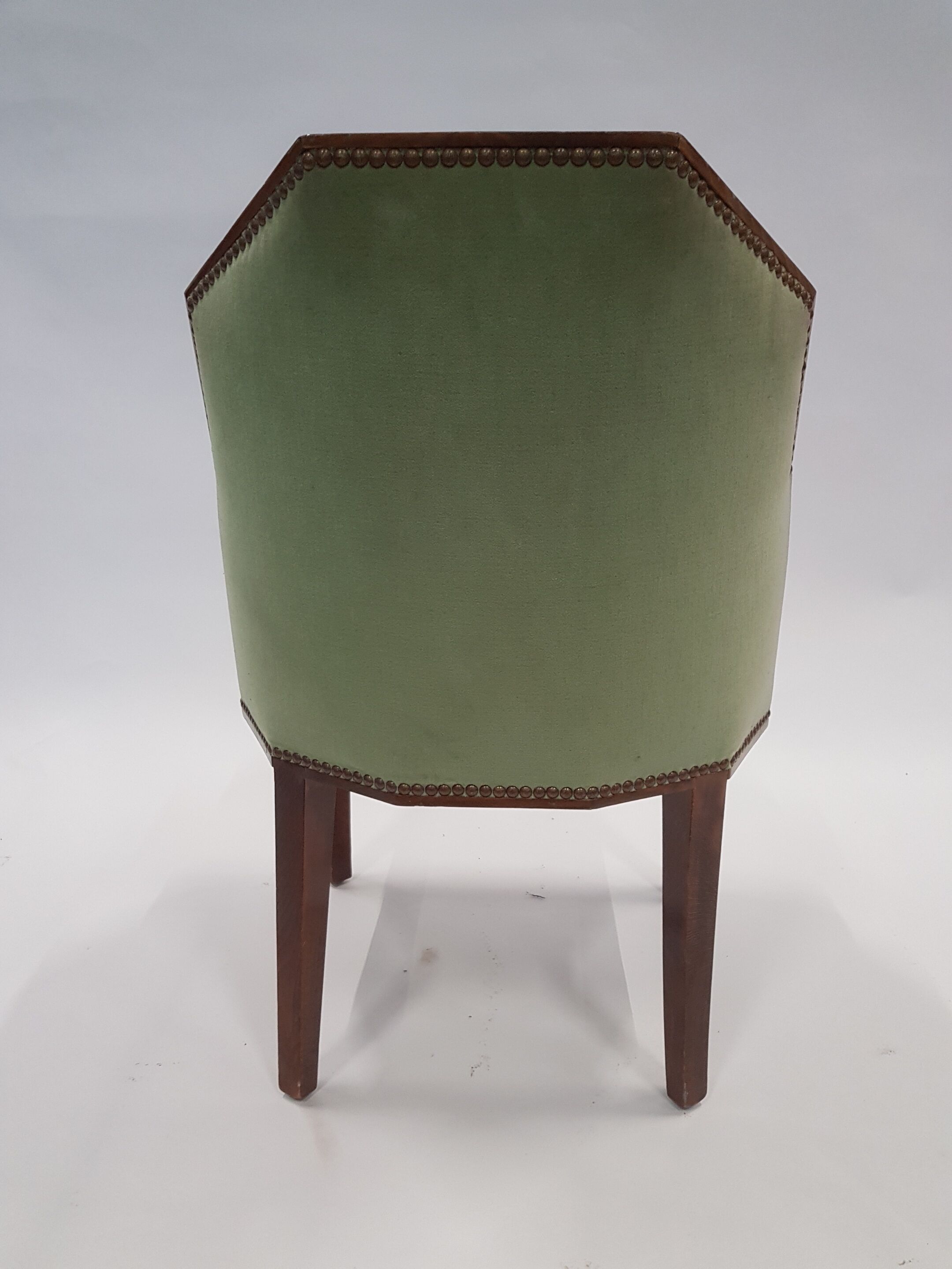 Art Deco armchair with almond green velvet