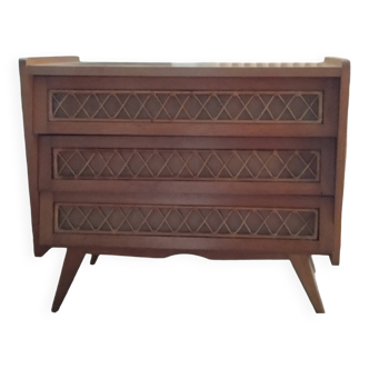 Vintage rattan chest of drawers