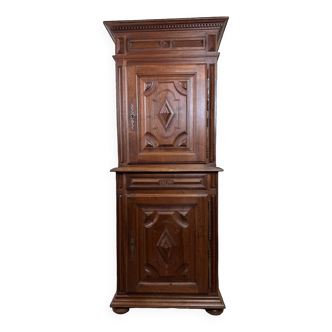 Louis XIII style Burgundian cabinet in solid wood circa 1850-1880