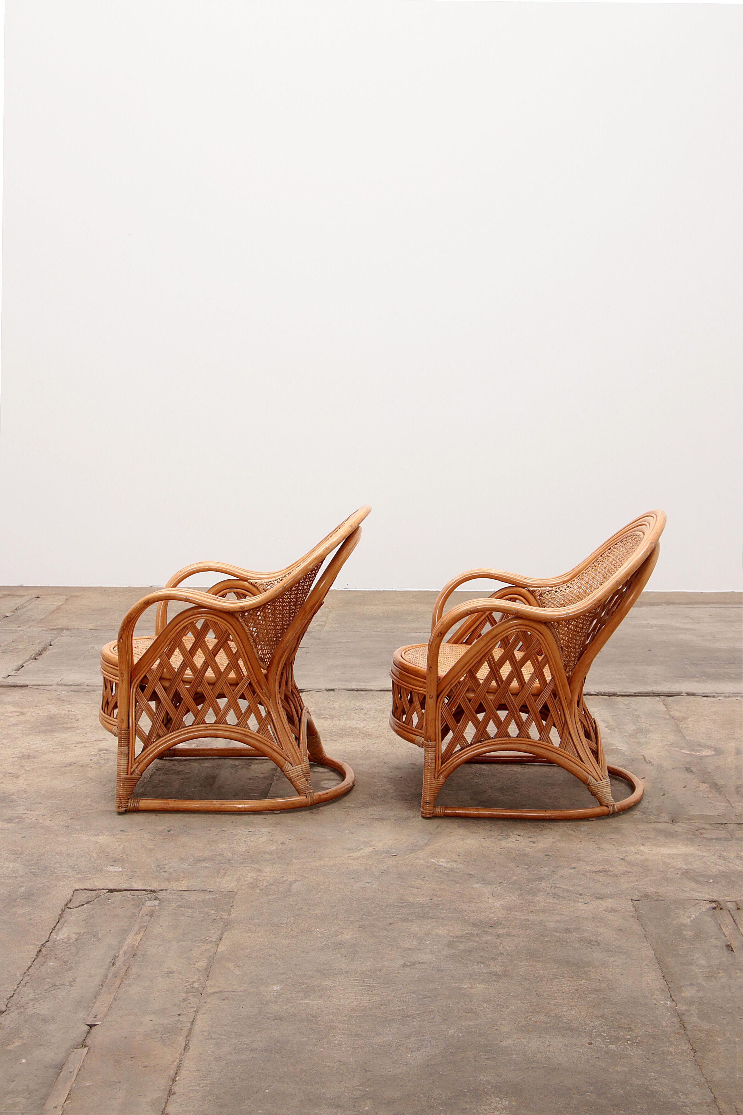 French bohemian set of 2 bamboo chairs from the 1960
