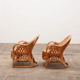 French bohemian set of 2 bamboo chairs from the 1960