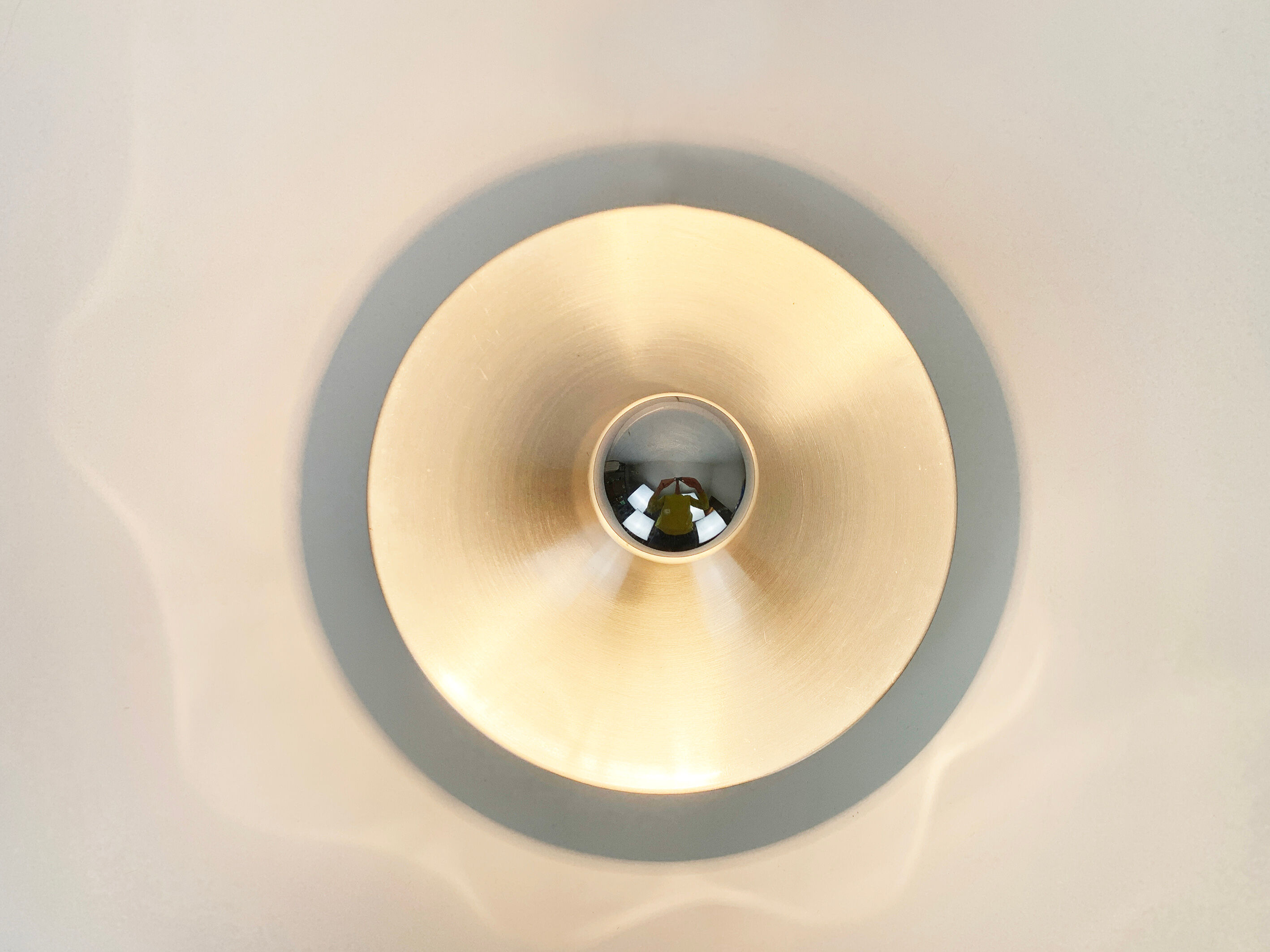 Brushed aluminum space age wall lamp, Flush Light, Germany 1960-70