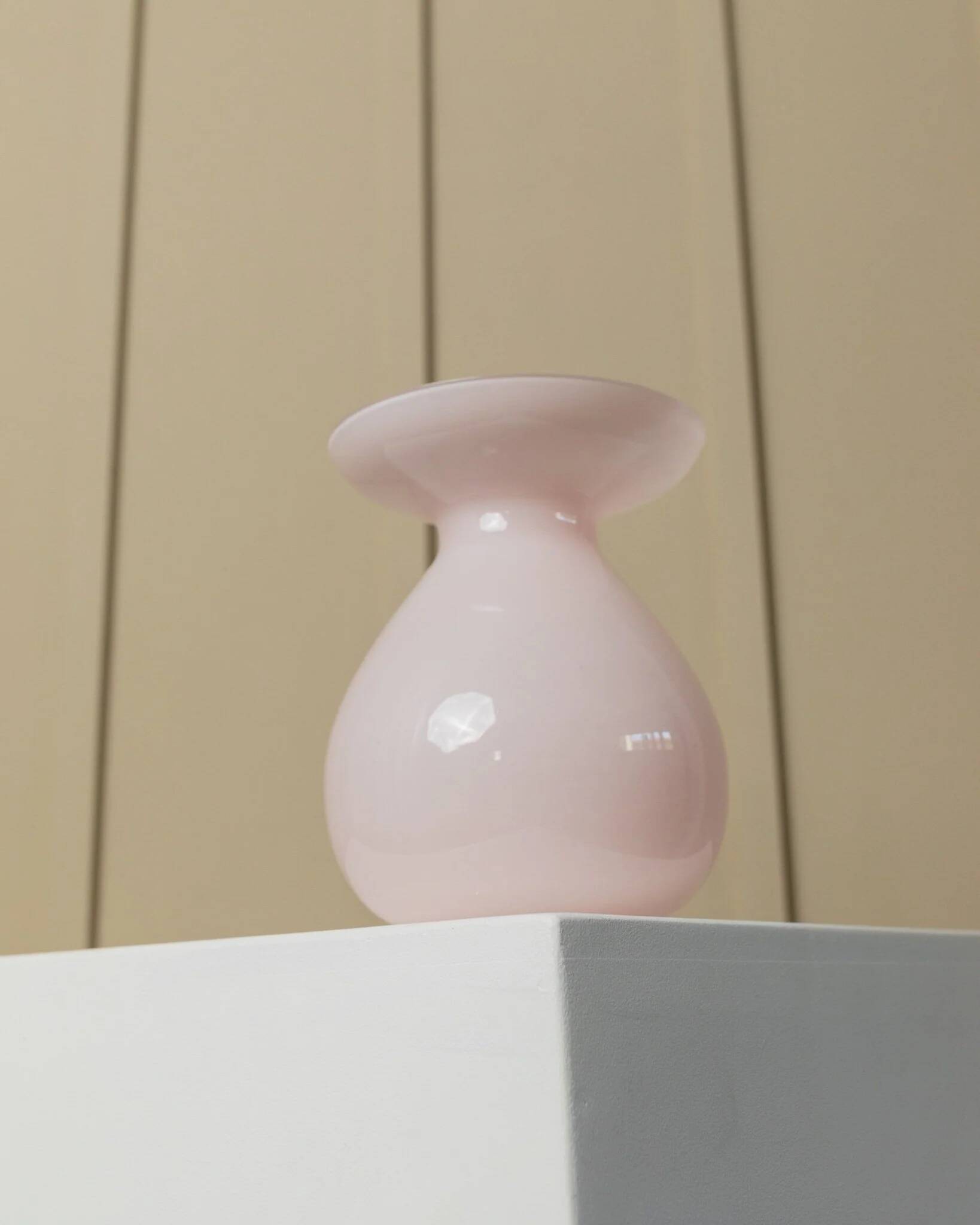 Pink opalescent glass vase by Ikea (2000s) designed by Barbro Wesslander & Pia Amsell