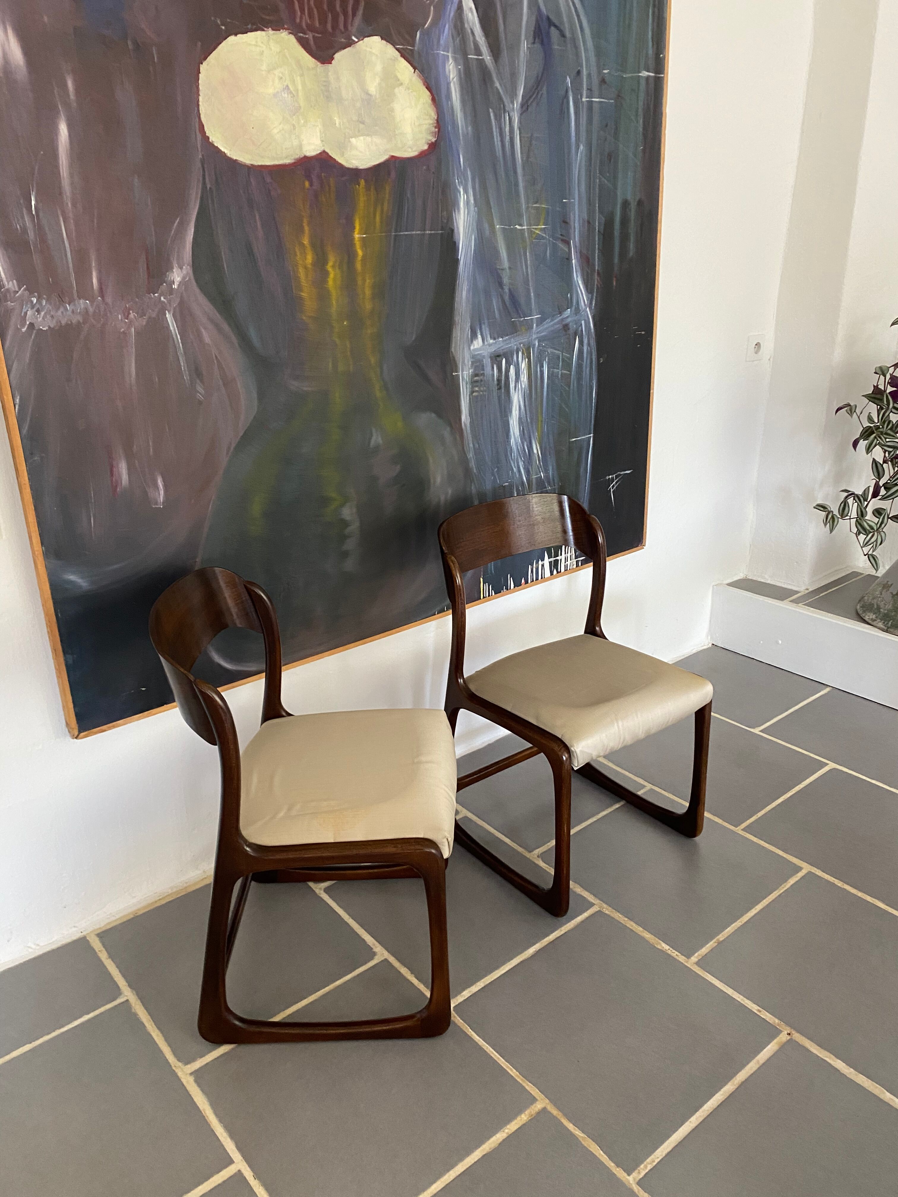 Pair of Baumann chairs model sled