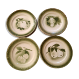 Set of 12 digoin sarreguemine fruit dessert plates