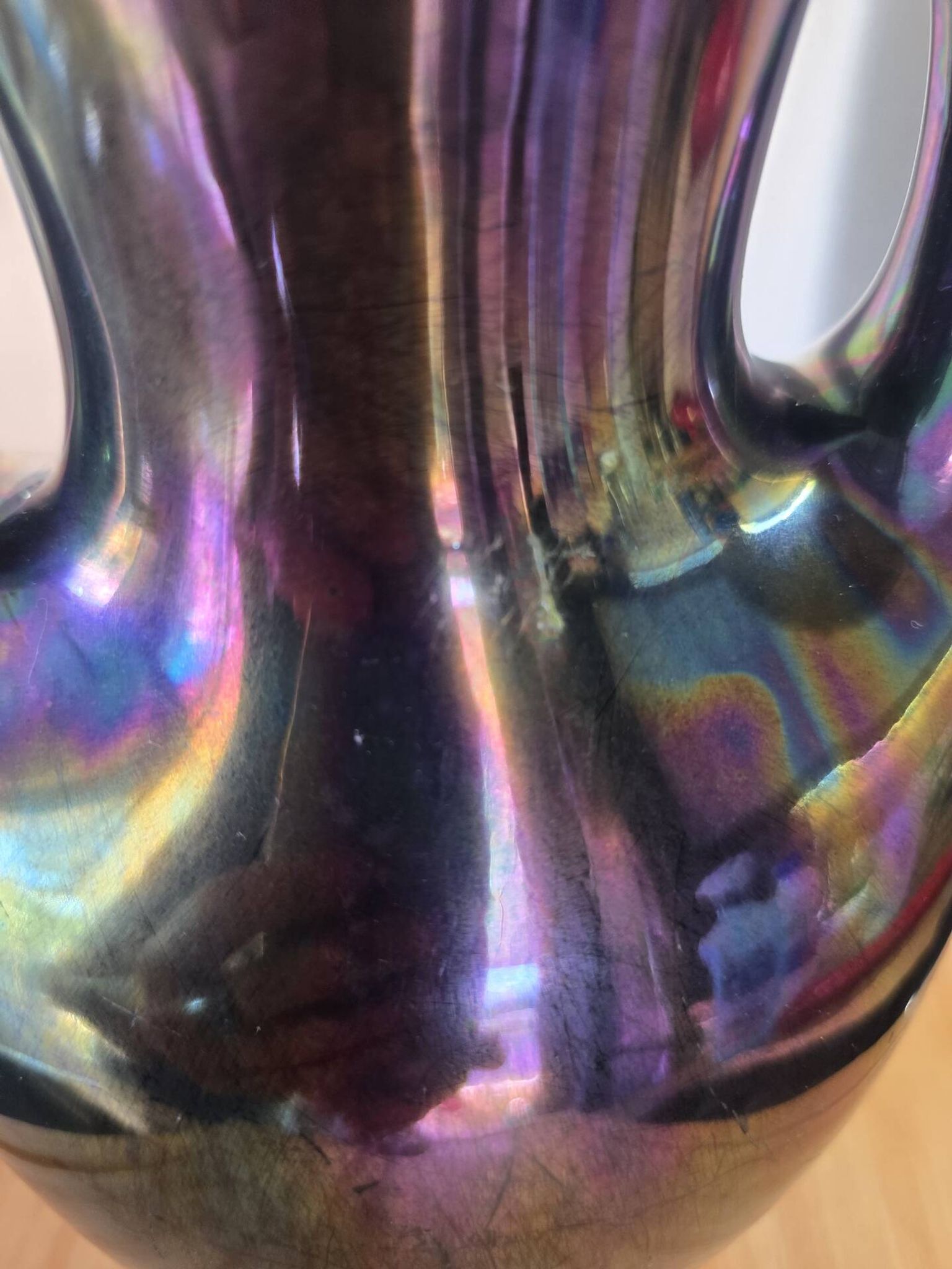 Vase Design Vintage à Cornes – Verceram Années 50/60 – Reflets Irisés
