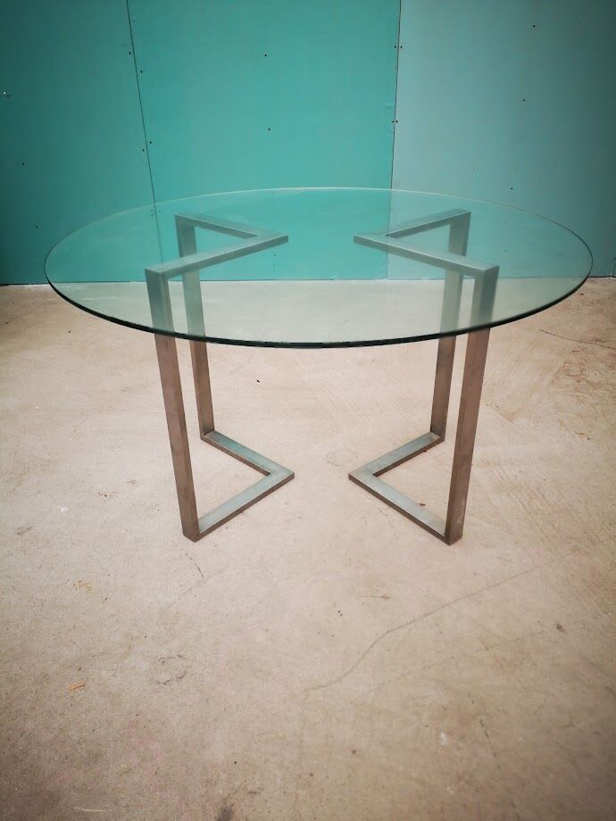 Modular glass and iron table