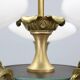 Art Deco six-light chandelier in chrome, brass and opaline glass