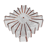 Ceiling lamp / wall lamp in molded glass two-tone square 70s