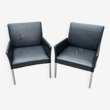 Pair of Walter Knoll Jason 1410 chairs in genuine leather. Designed by EOOS in 2006.