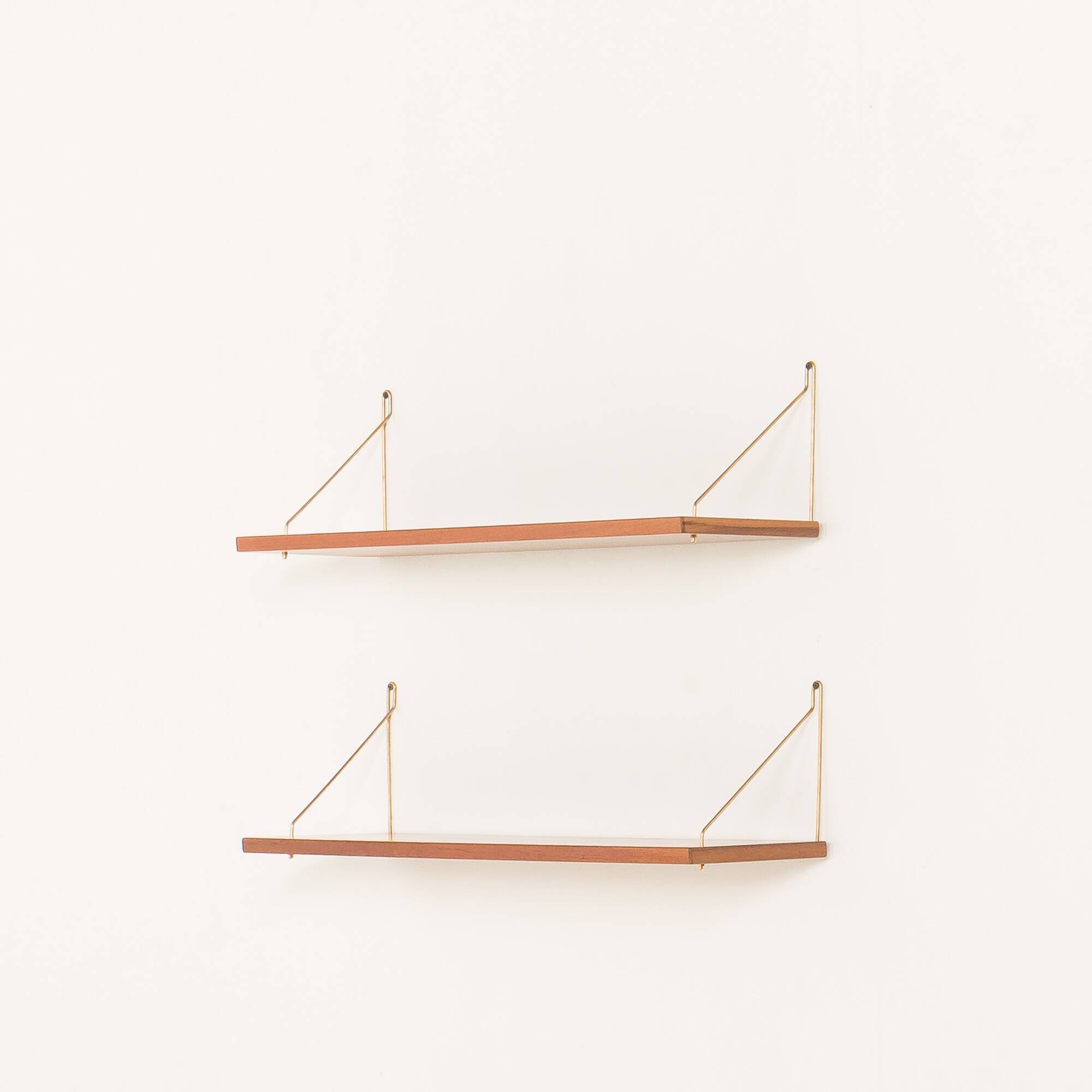 Set of 2 Danish mid century teak  floating shleves, 1960s