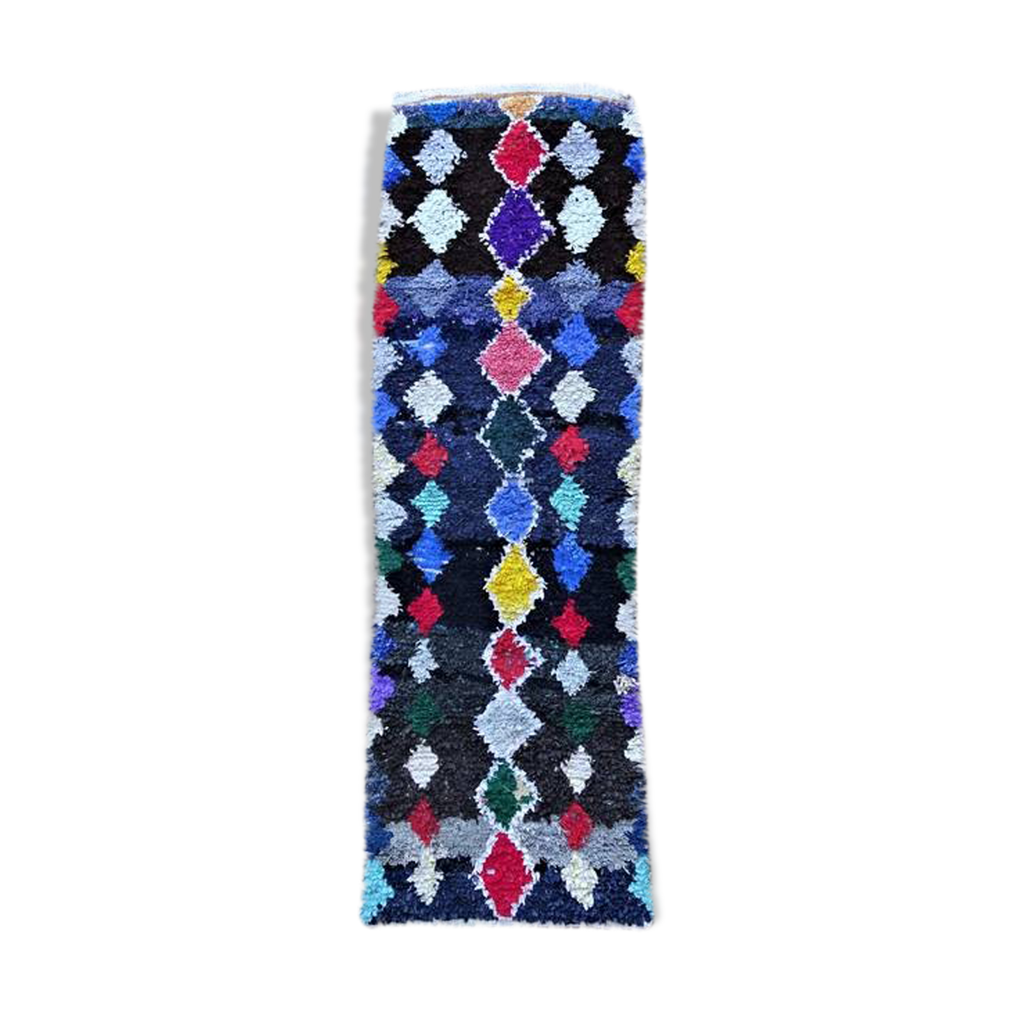 Authentic Moroccan Berber carpet boucherouite 210x70cm