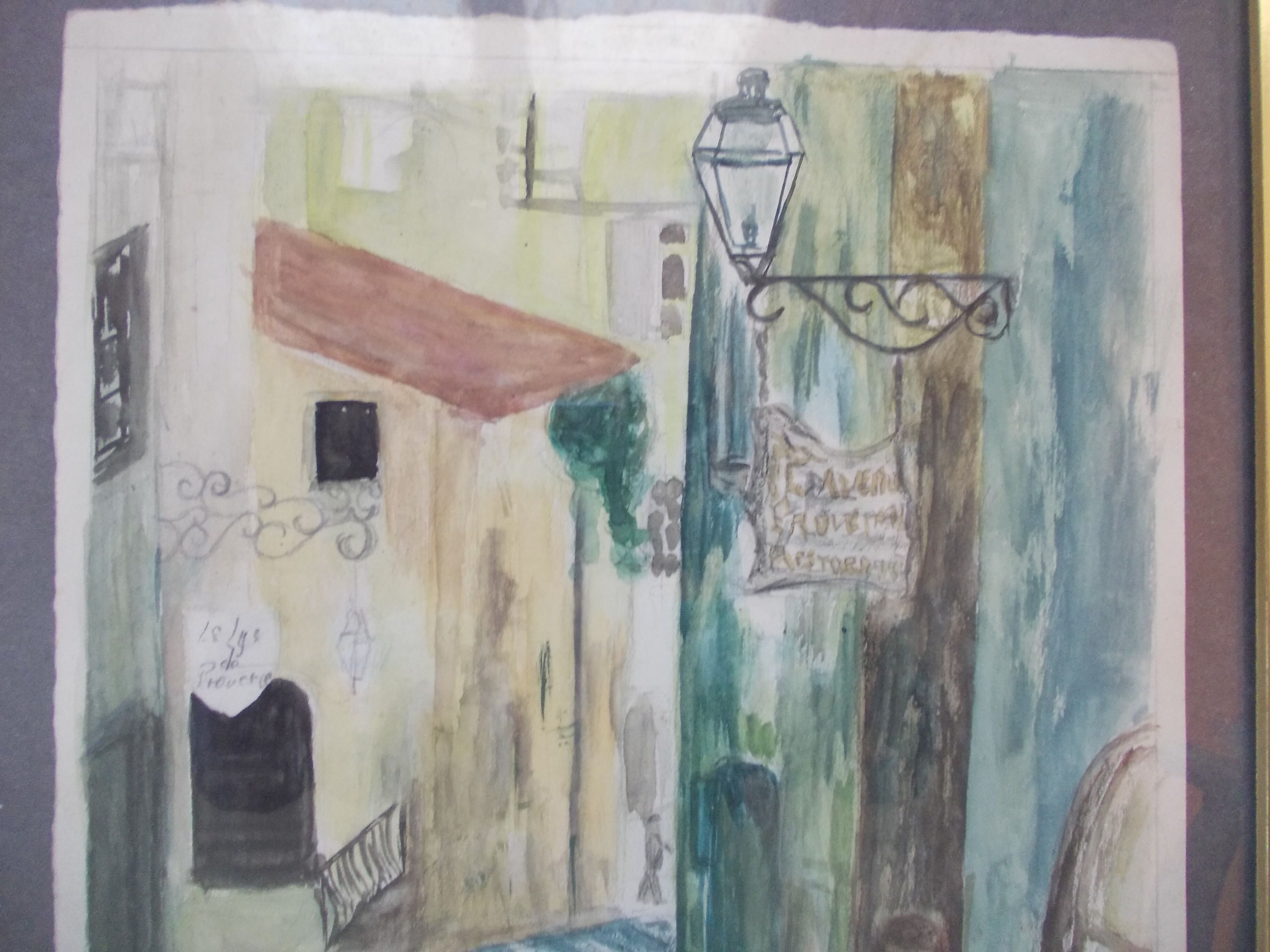 Aquarelle montée de l'eglise à st paul de vence (alpes maritimes 06) signed pierre dumont 1975, frame