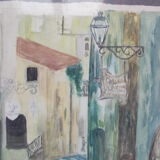 Aquarelle montée de l'eglise à st paul de vence (alpes maritimes 06) signed pierre dumont 1975, frame