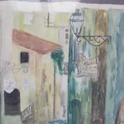 Aquarelle montée de l'eglise à st paul de vence (alpes maritimes 06) signed pierre dumont 1975, frame
