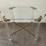 Vintage coffee table in lucite and brass 60s-70s