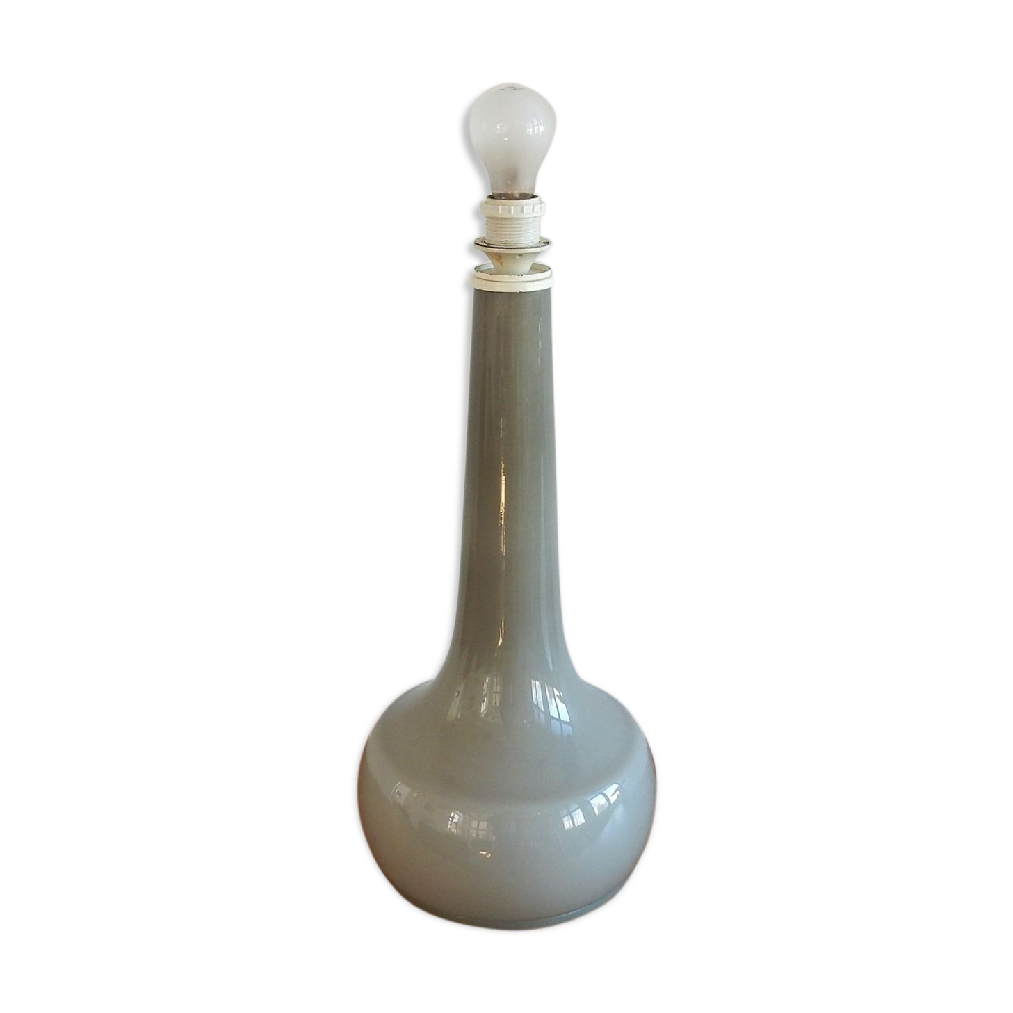 Lampe de bureau vintage en verre gris 1960s