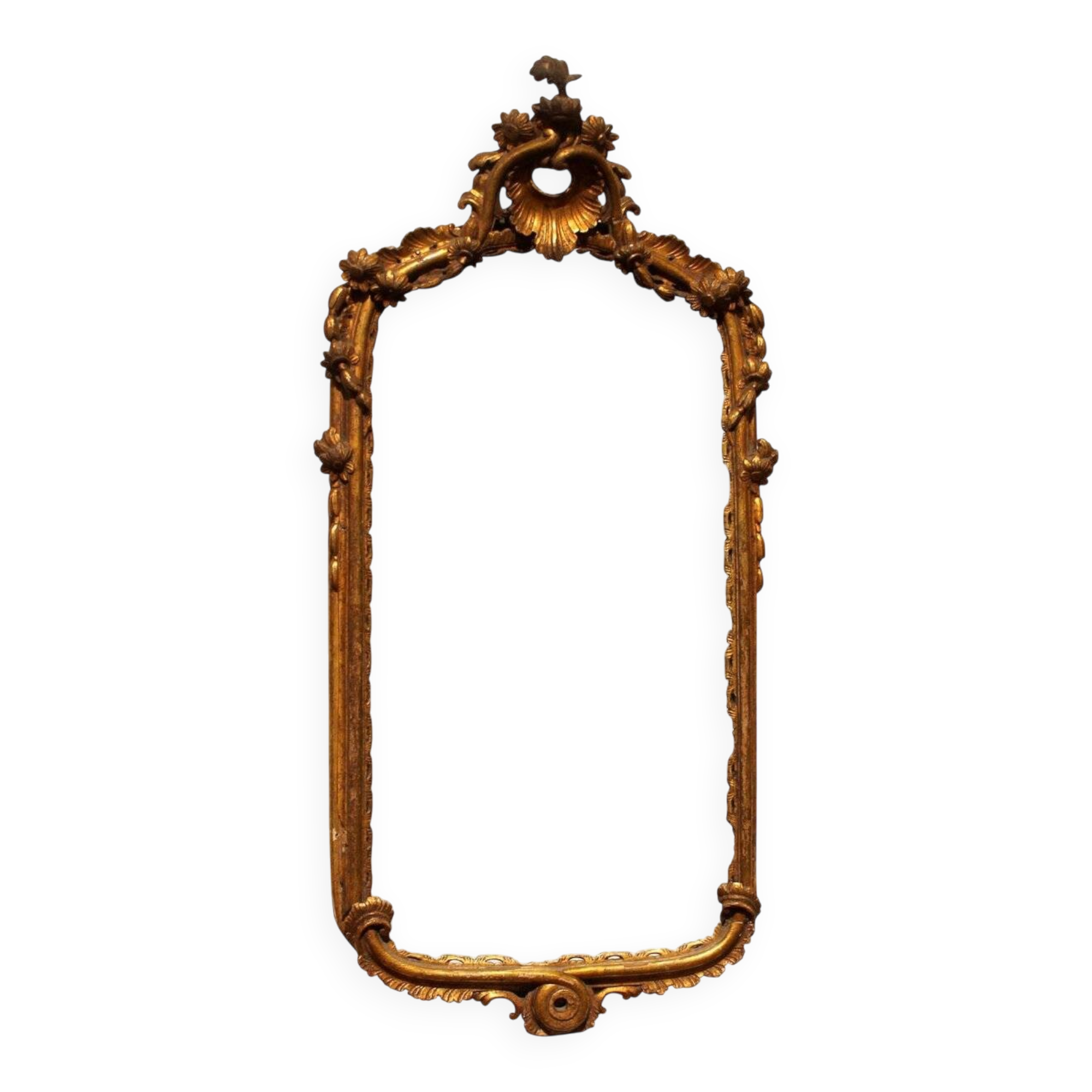 Italian Louis XV Period Hand-Carved Giltwood Mirror
