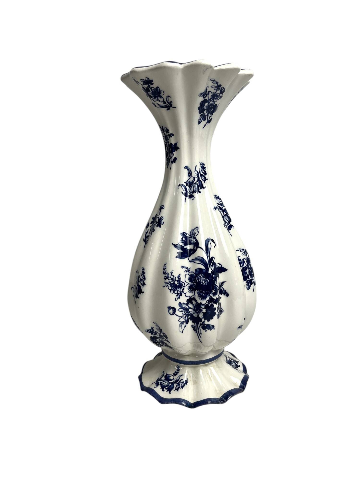 Capodimonte, blue and white ruffled vase, Italy, 20th century