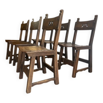 ensemble de 6 chaises de salle à manger vintage brutalistes
