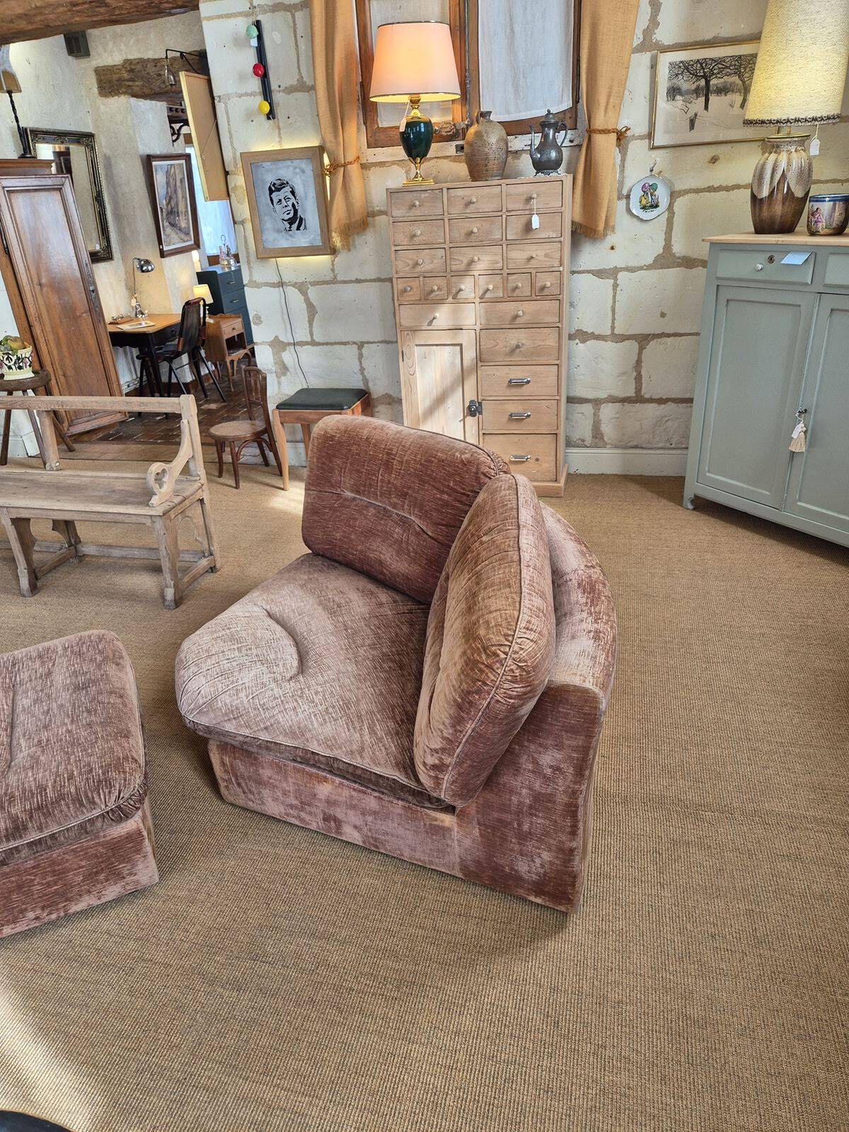 Vintage corner sofa and ottoman