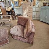 Vintage corner sofa and its pouffe