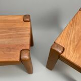 Paire de chevets en orme massif – style Regain / Chapo, années 70