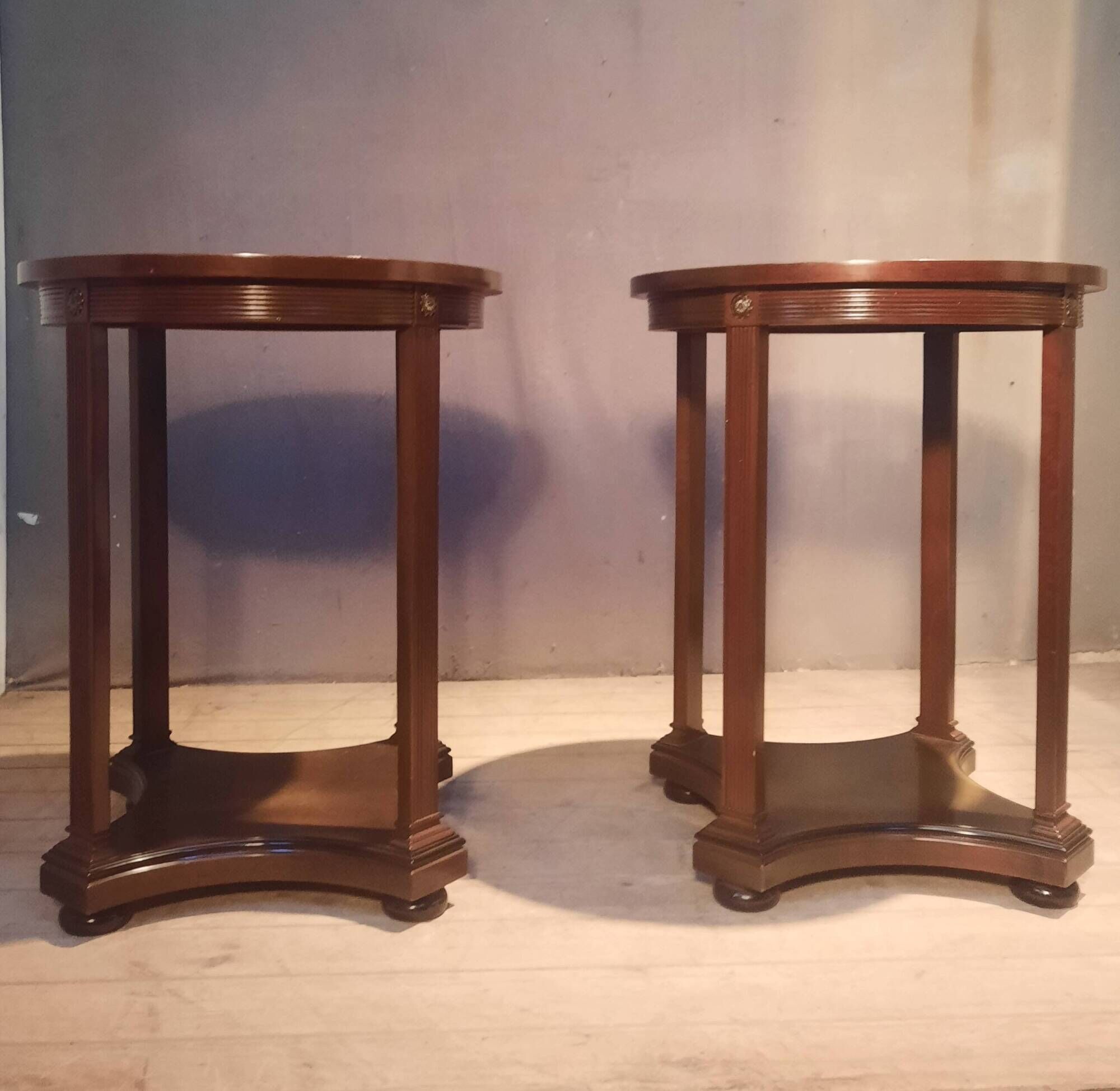 Pair of circular side tables.