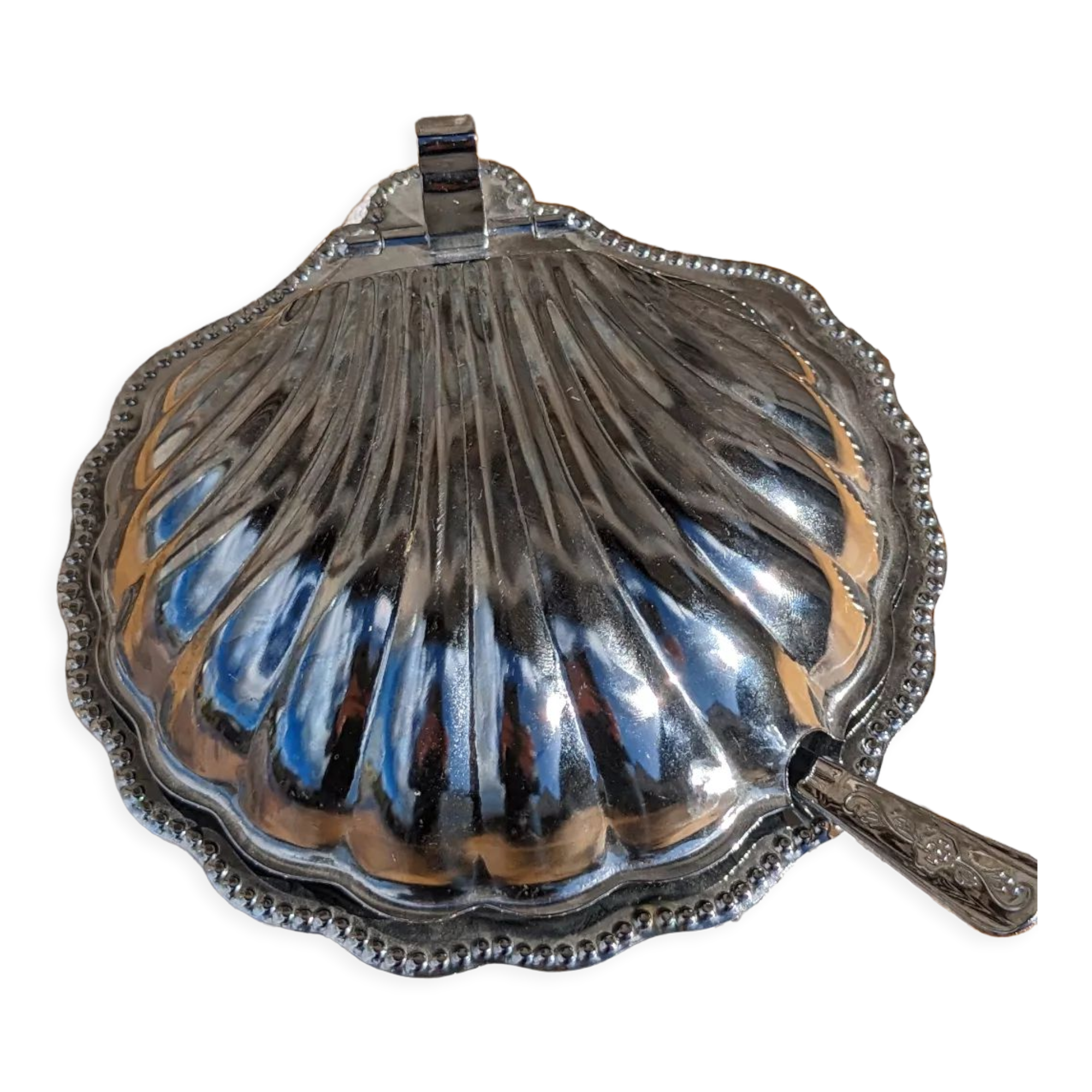 Vintage shell butter dish with your knife