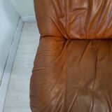 Four vintage armchairs, leather and fabric, 70s