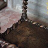 Antique turned wood bedside table with drawer, side table, nightstand