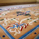 Vintage chinese art deco handmade carpet 120cm x 213cm 1960s, 1c429