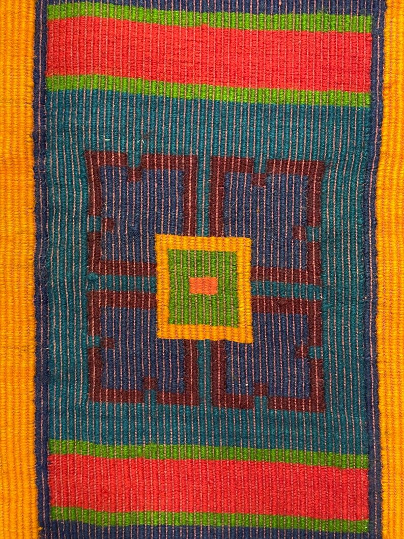 Handwoven vintage accent geometrical rug, colorful wool, Romanian carpet 230x160cm